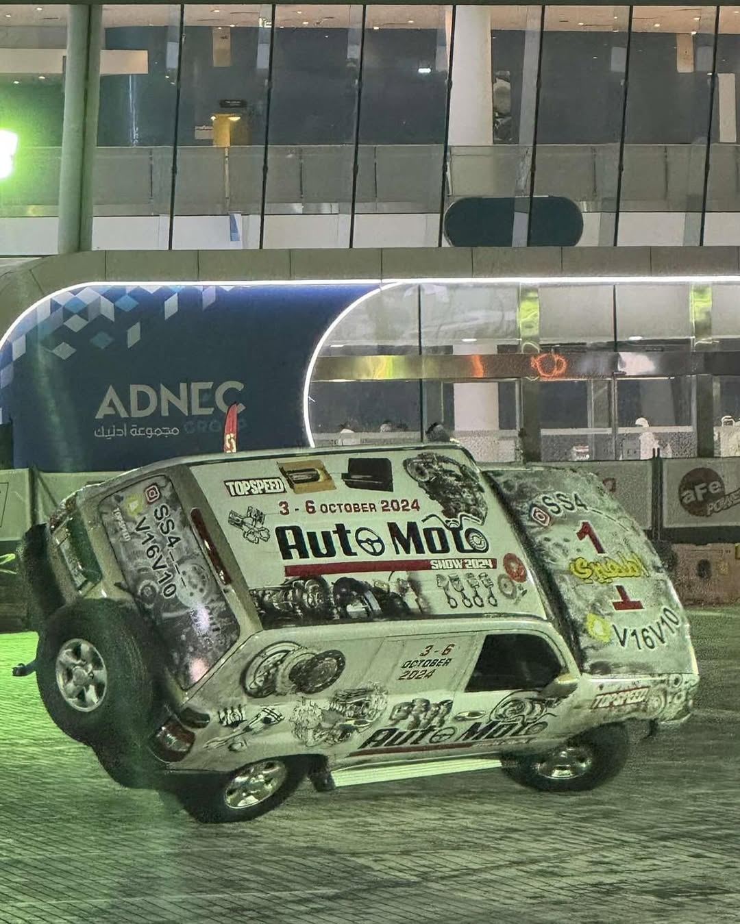 SideWheelPro night arena stunt show under floodlights in the UAE